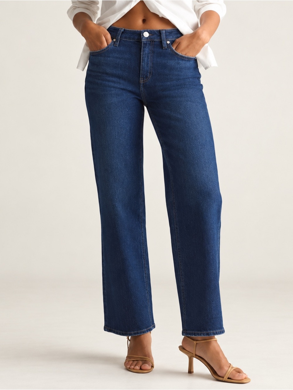 Quince Bella Stretch Relaxed Straight Jeans In Stormy Blue